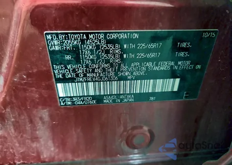 2016 Toyota Rav4 Le from USA, damaged, VIN JTMZFREV4GJ061306